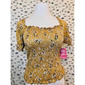 HeartAndHips Shirred Peasant Top